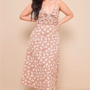 Floral Beige Maxi Dress